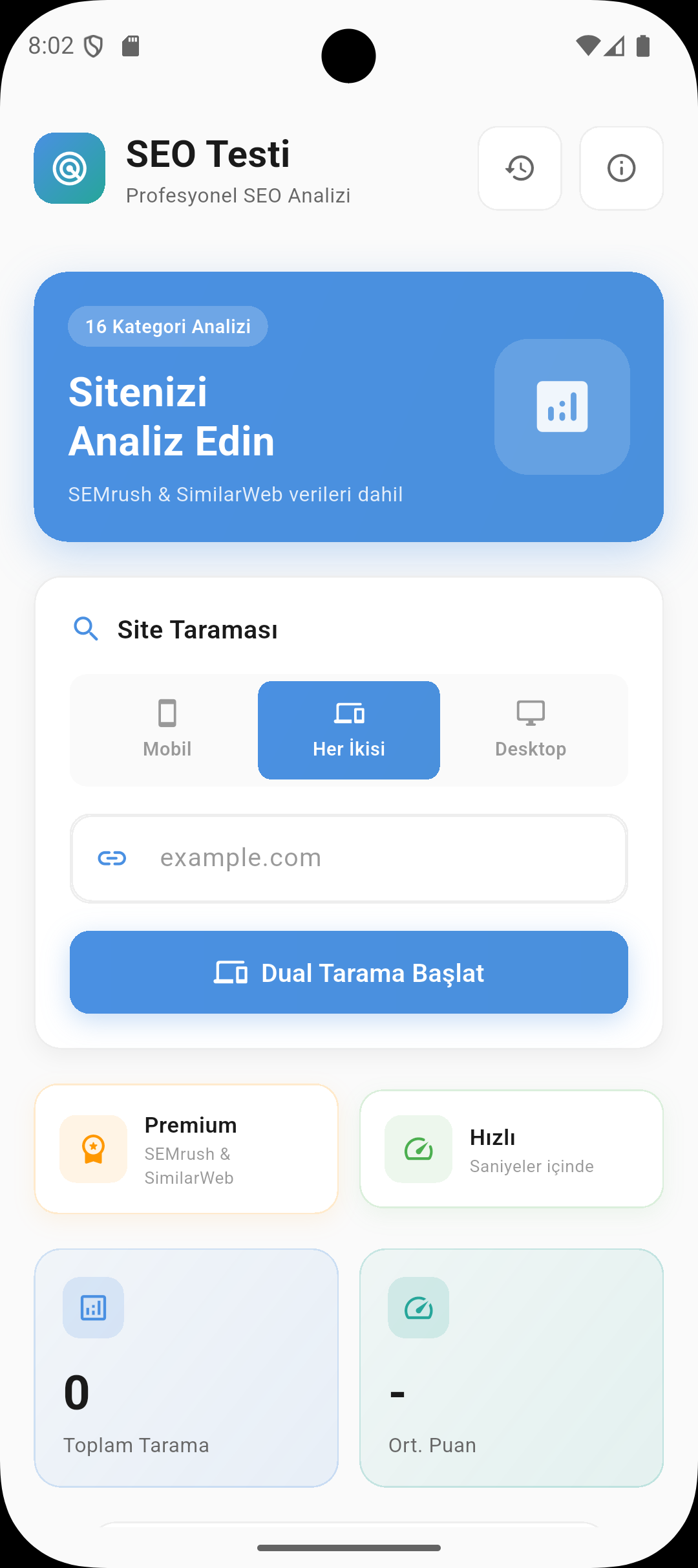 SEOTesti Mobil Uygulama Ekran Görüntüsü